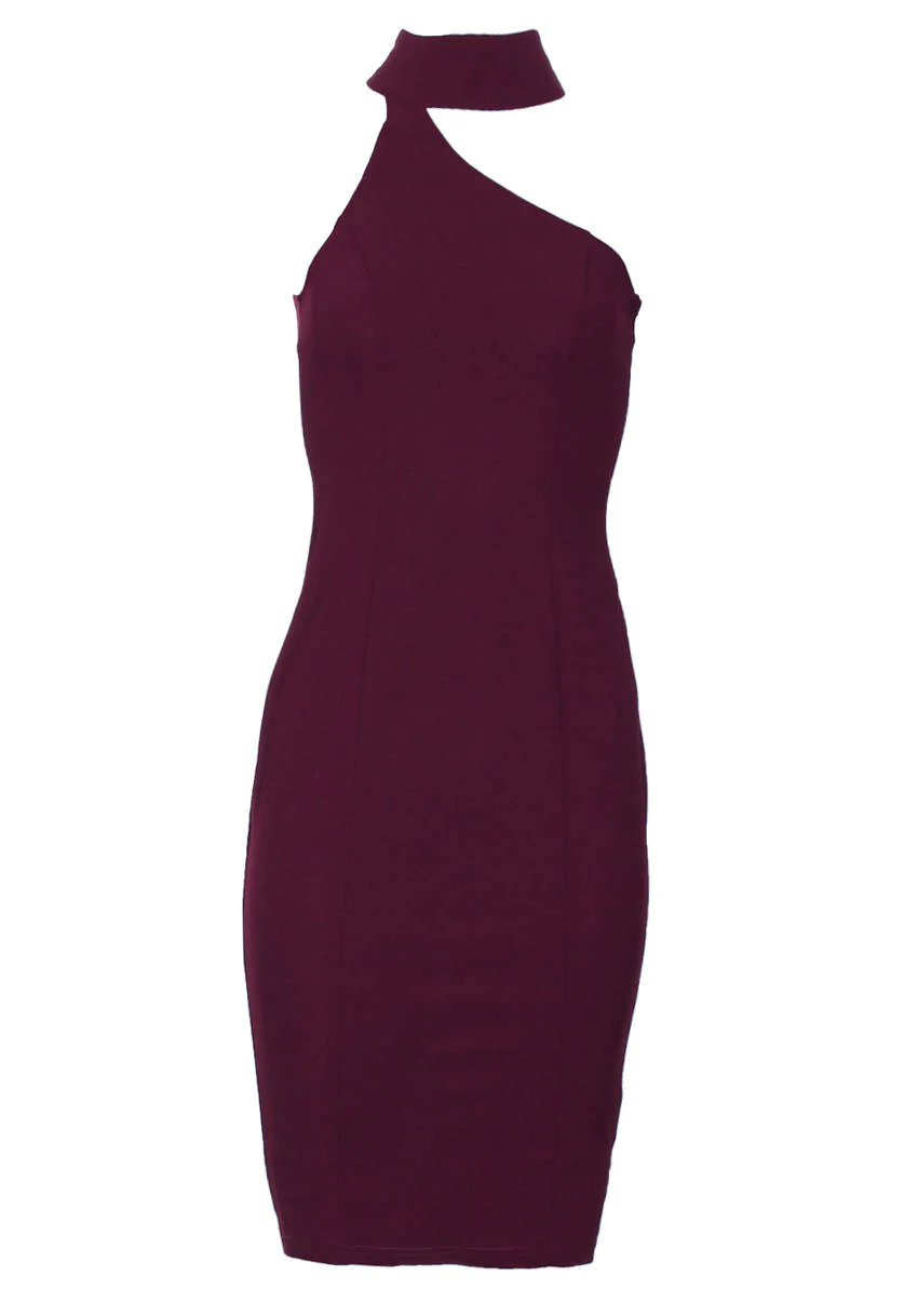 Plum One Shoulder Midi Dress - Image 4