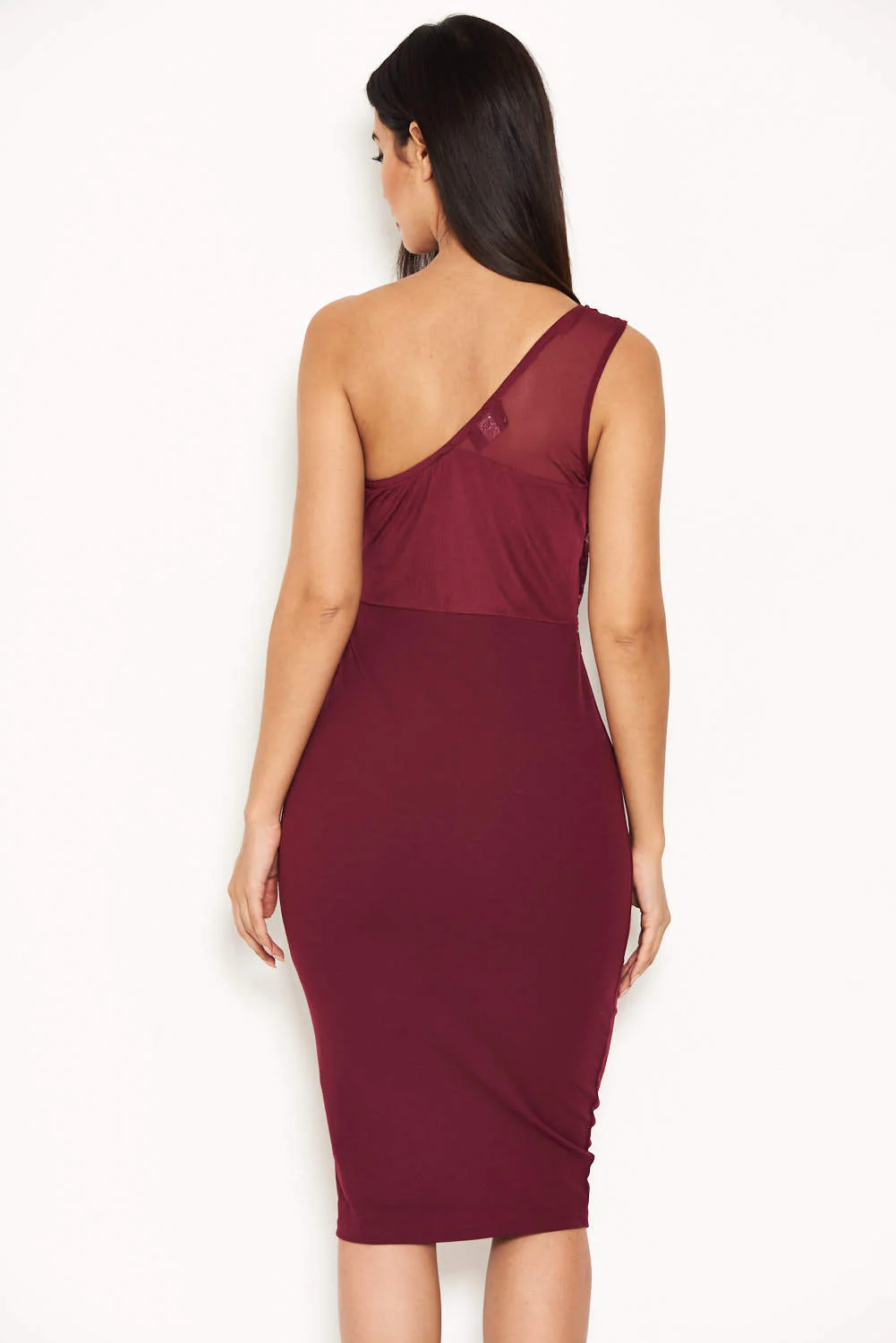 Plum One Shoulder Sequin Embroidered Bodycon - Image 4