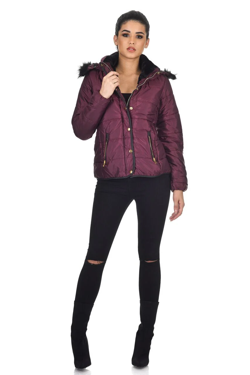 Plum Quilted Jacket - Image 3