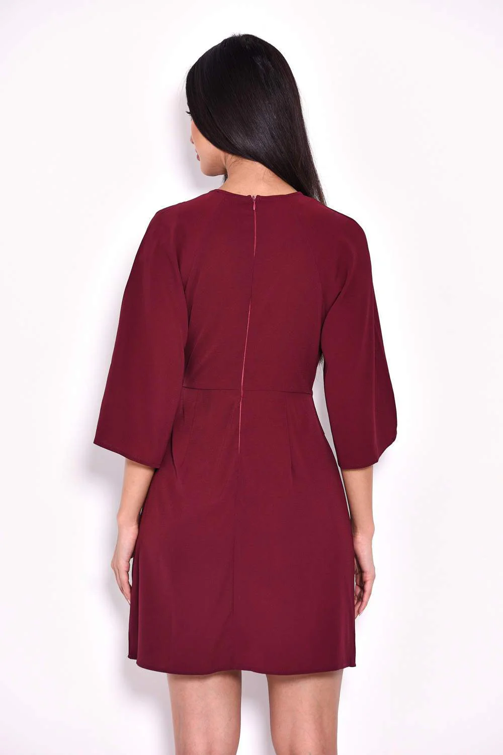 Plum Tie Waist Flared Mini Dress - Image 3