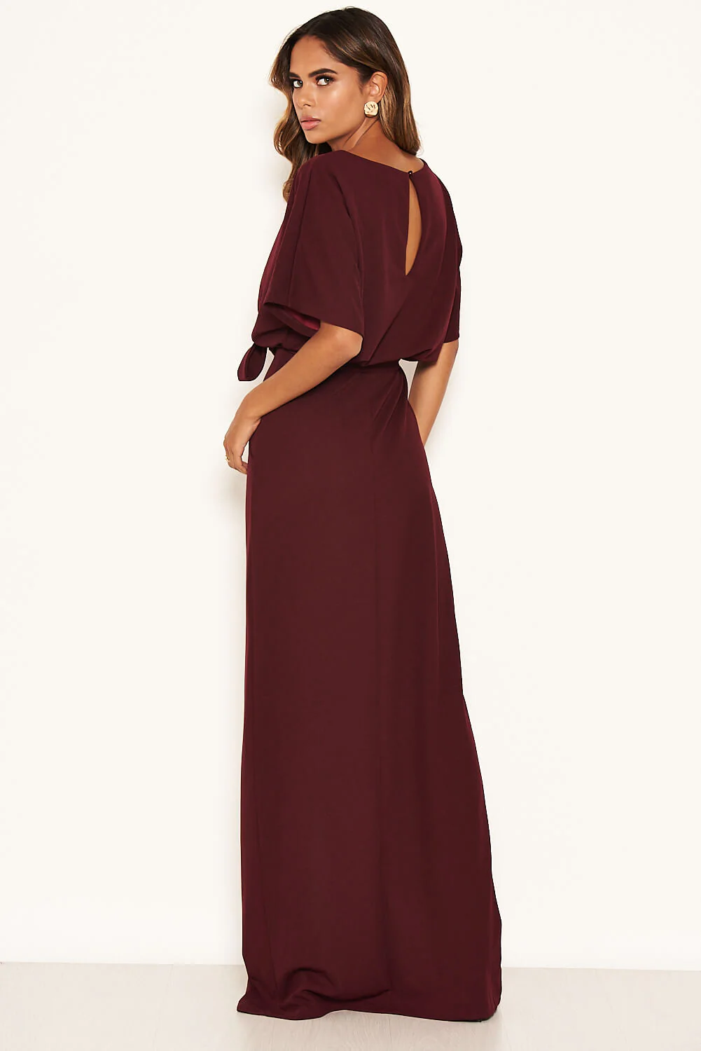 Plum Tie Waist Maxi Dress - Image 3