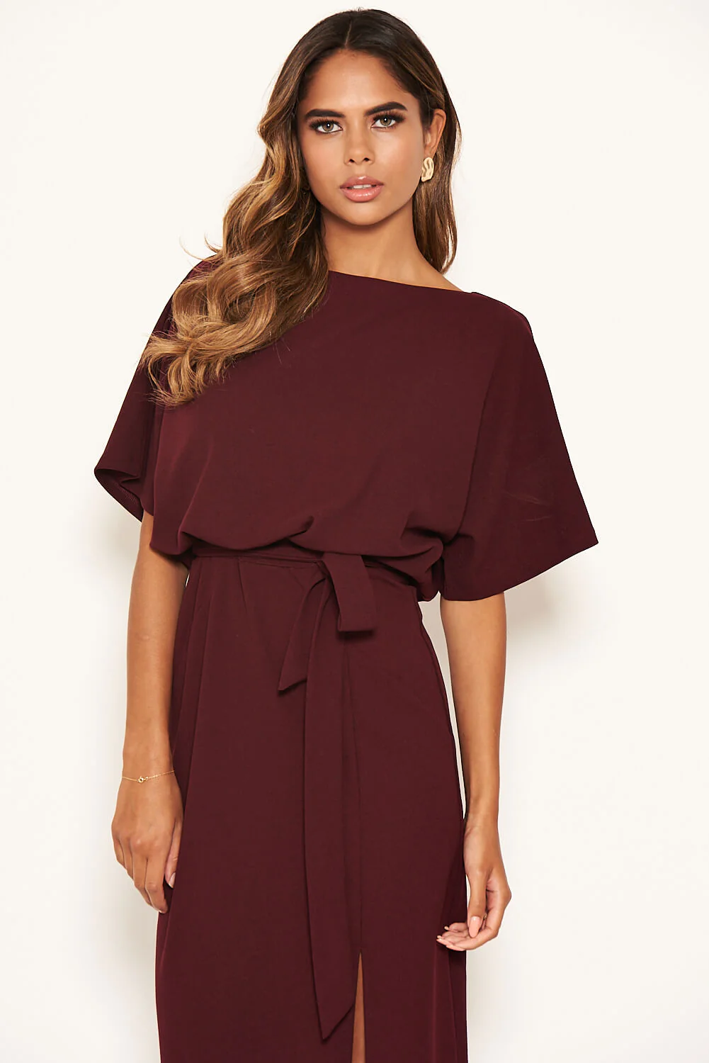 Plum Tie Waist Maxi Dress - Image 5