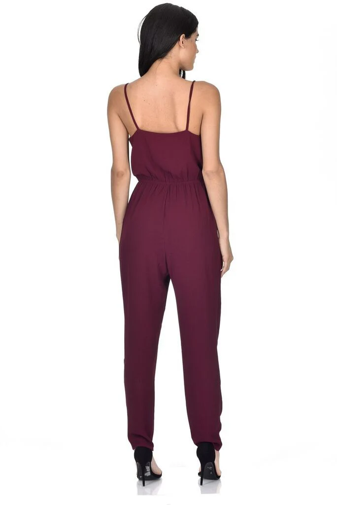 plum wrap over front jumpsuit - Image 3