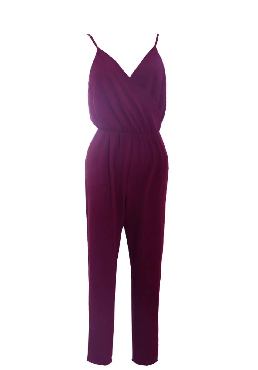 plum wrap over front jumpsuit - Image 4