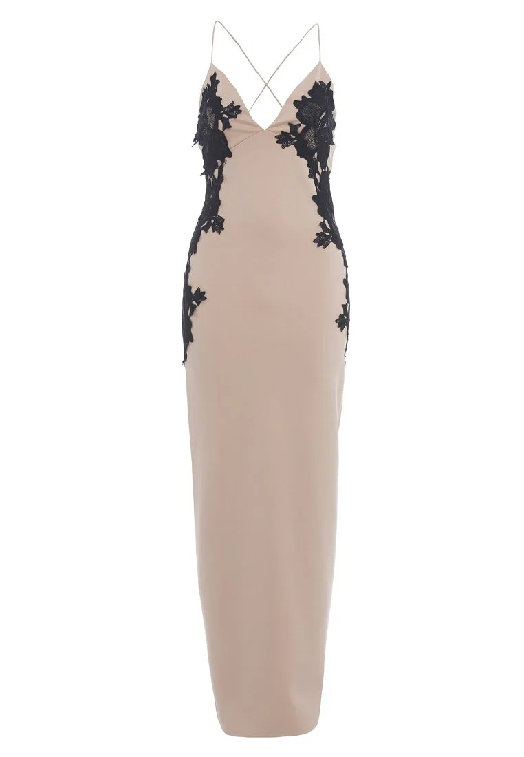 Plunge Front Lace Maxi Dress - Image 4