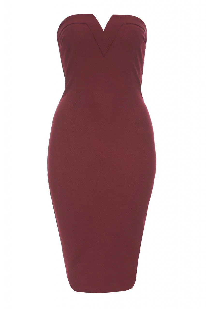 Plunge Front Strapless Midi    Dress - Image 5