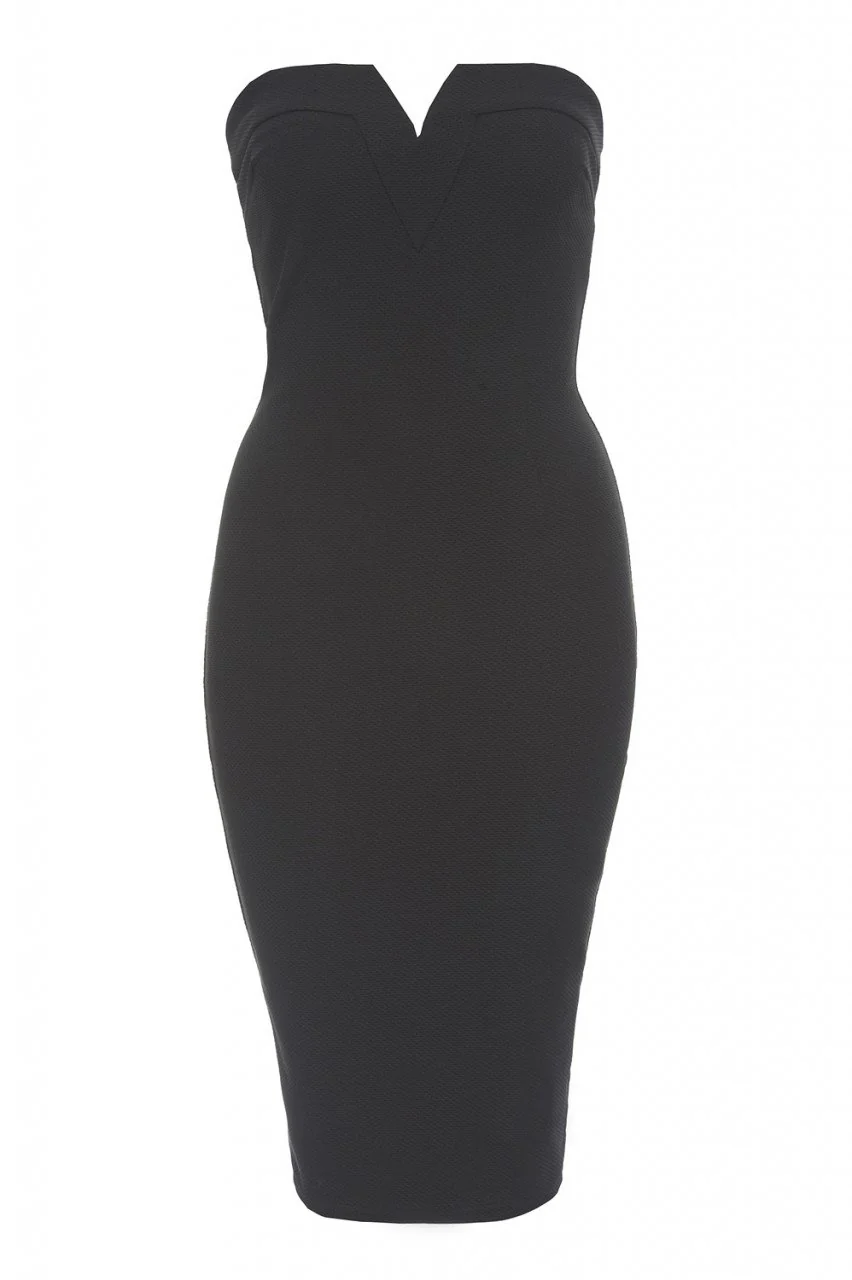 Plunge Front Strapless    Midi Dress - Image 5