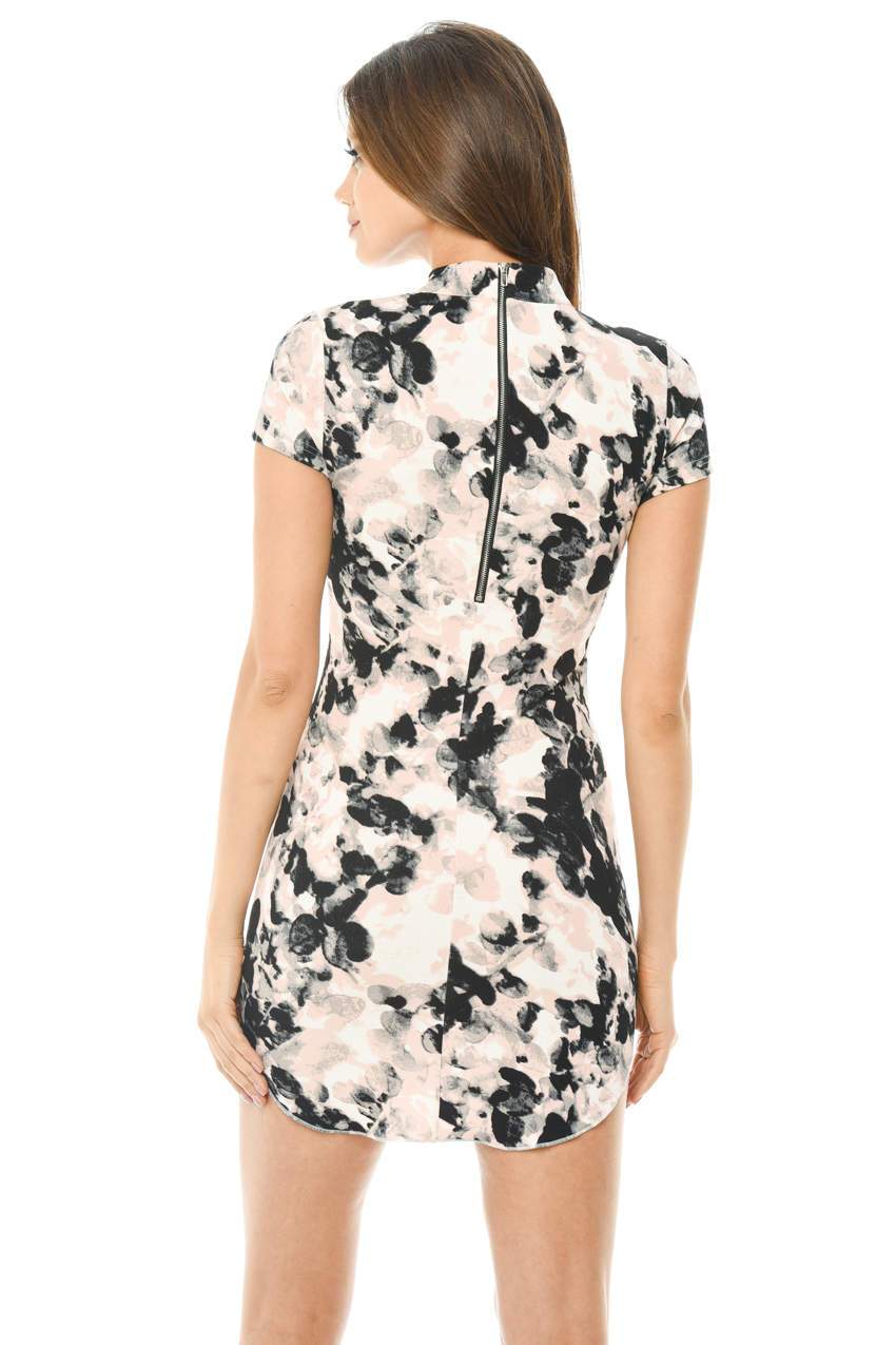 Printed Short Sleeve Bodycon Mini Dress - Image 3