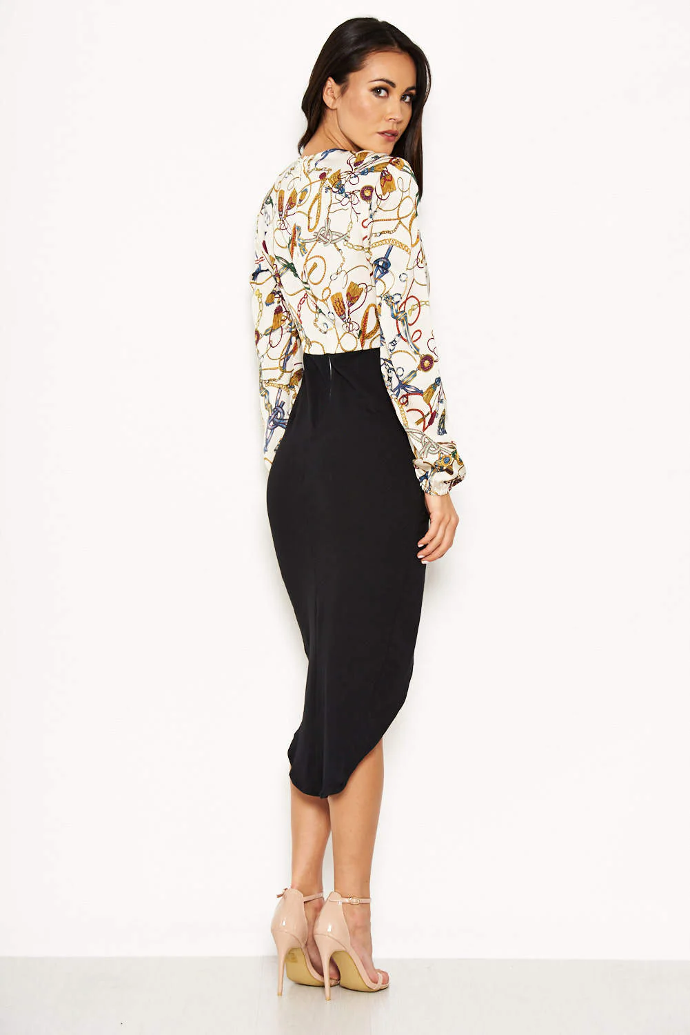 Printed Wrap 2 in 1 Bodycon Dress - Image 2