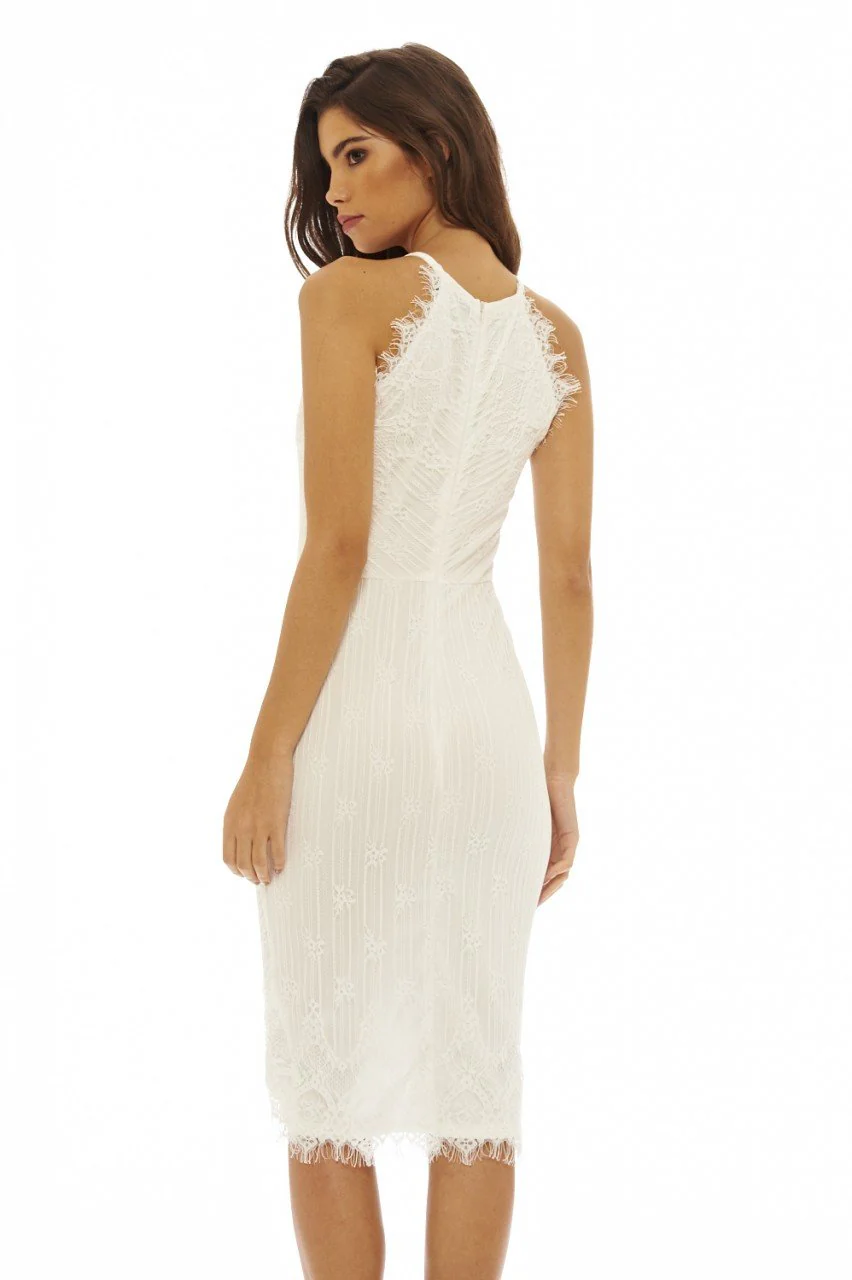 Raw Edged Lace Bodycon Dress - Image 3