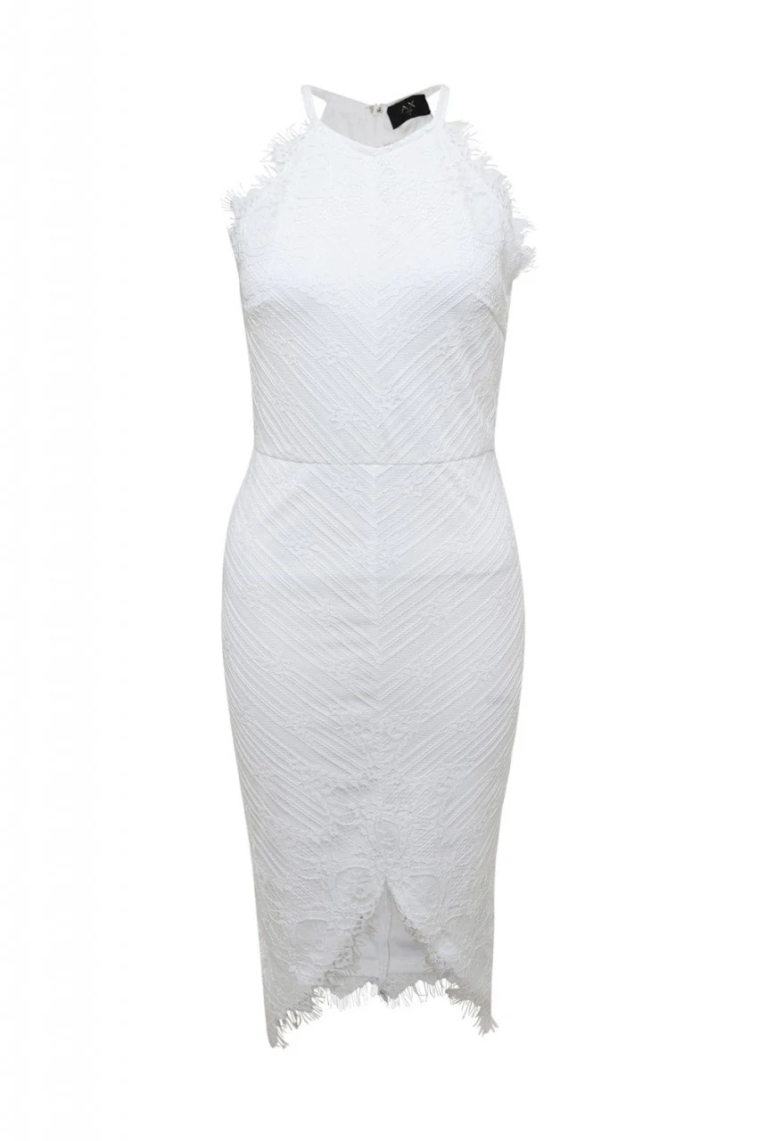 Raw Edged Lace Bodycon Dress - Image 5