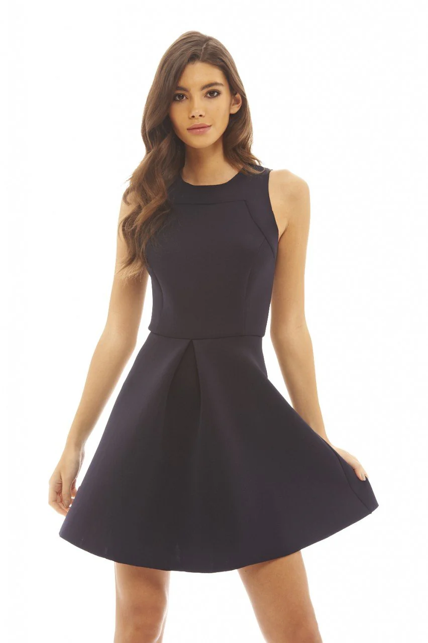 Raw Edged Scuba Skater Dress - Image 3