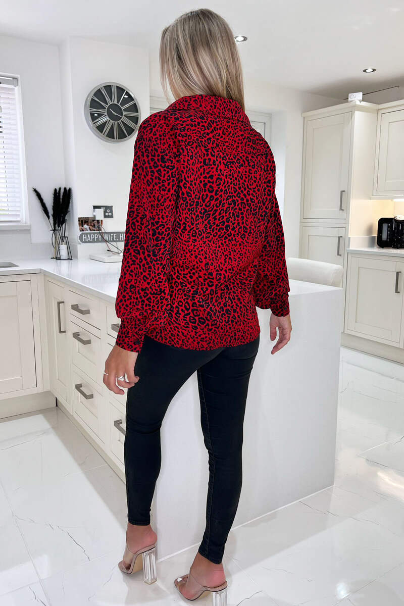 Red Animal Print Button Up Shirt - Image 4