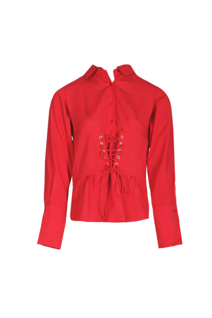 Red Corset Tie Shirt - Image 4