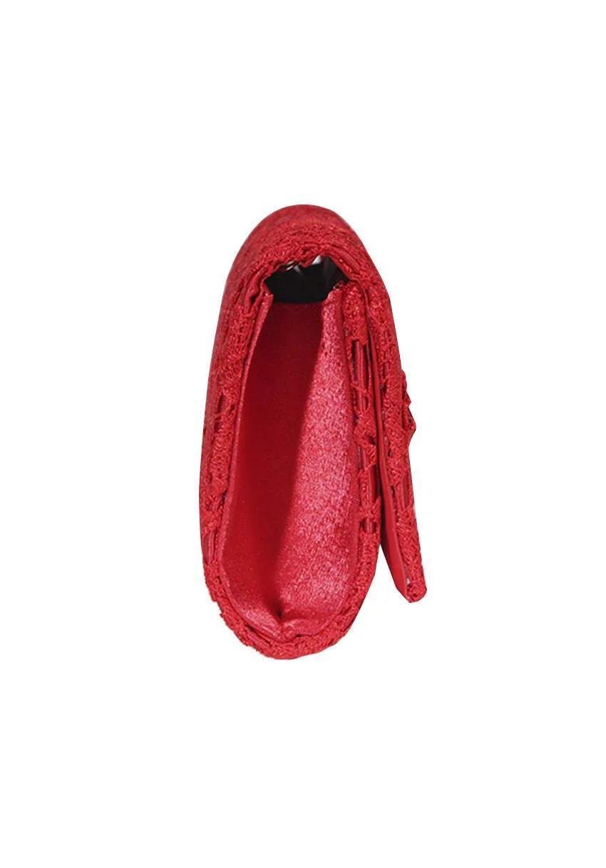 Red Crochet Detail Clutch Bag - Image 2