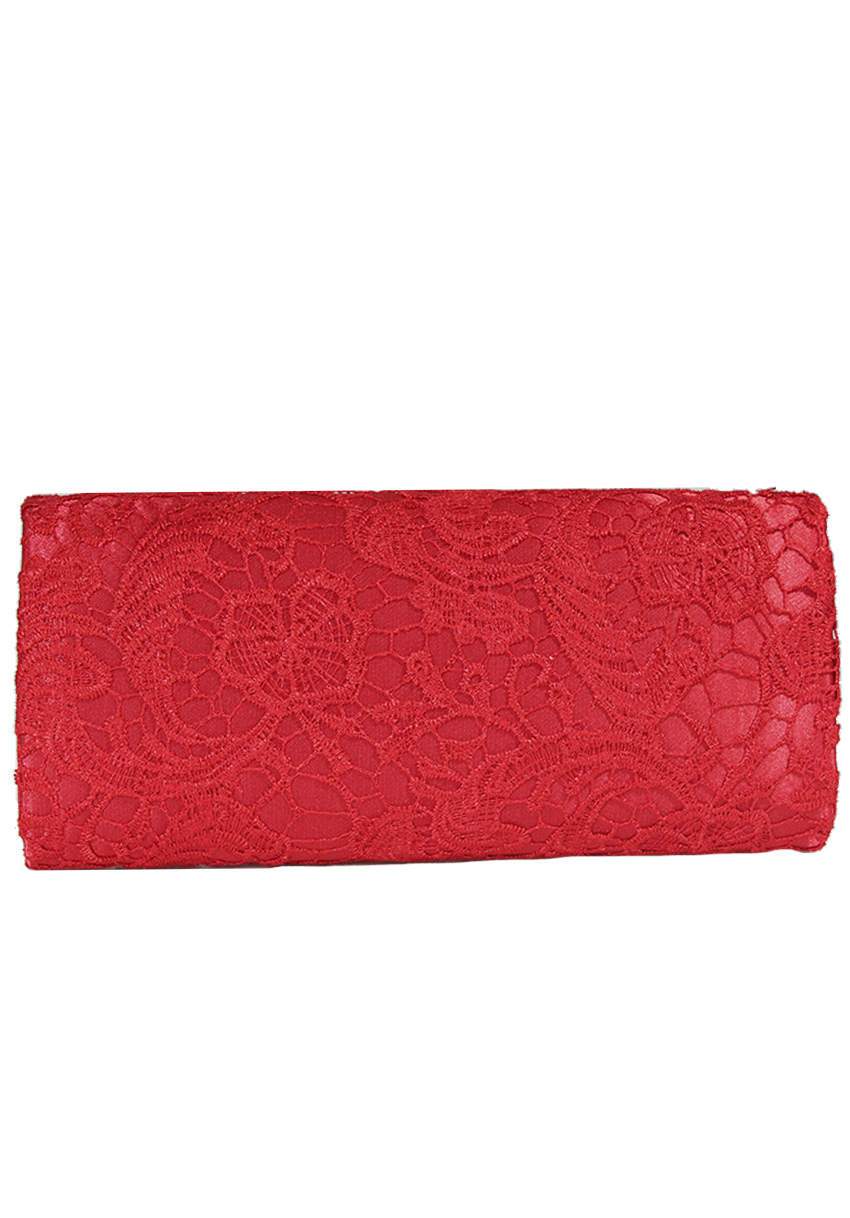 Red Crochet Detail Clutch Bag - Image 3