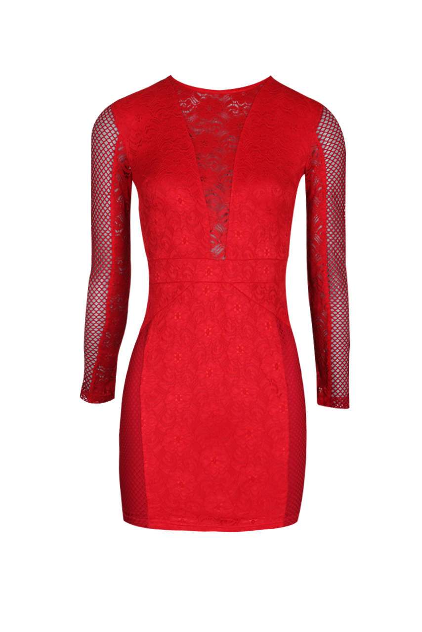 Red Crochet Mini Dress - Image 4