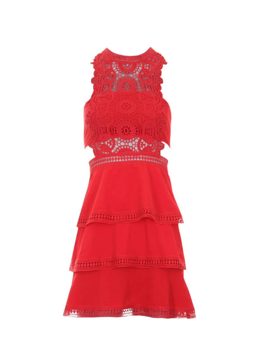 Red Crochet Skater Dress - Image 4