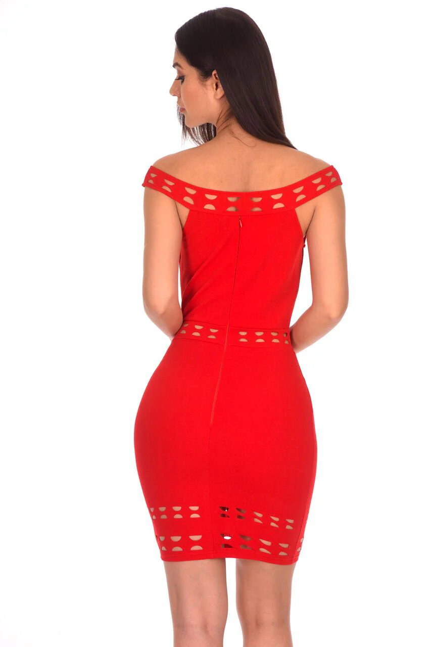 Red Cutout Detail Mini Dress - Image 3