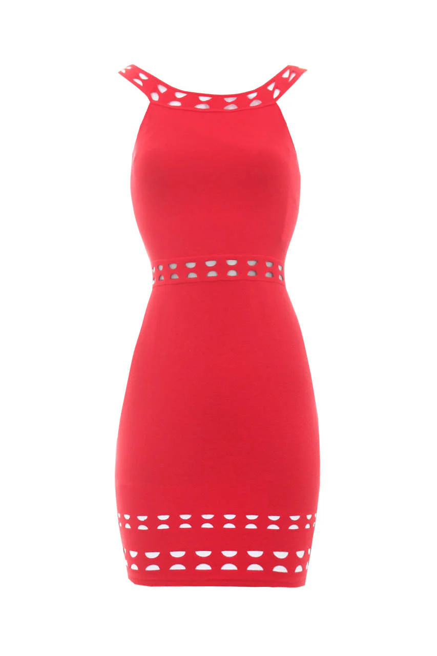 Red Cutout Detail Mini Dress - Image 4