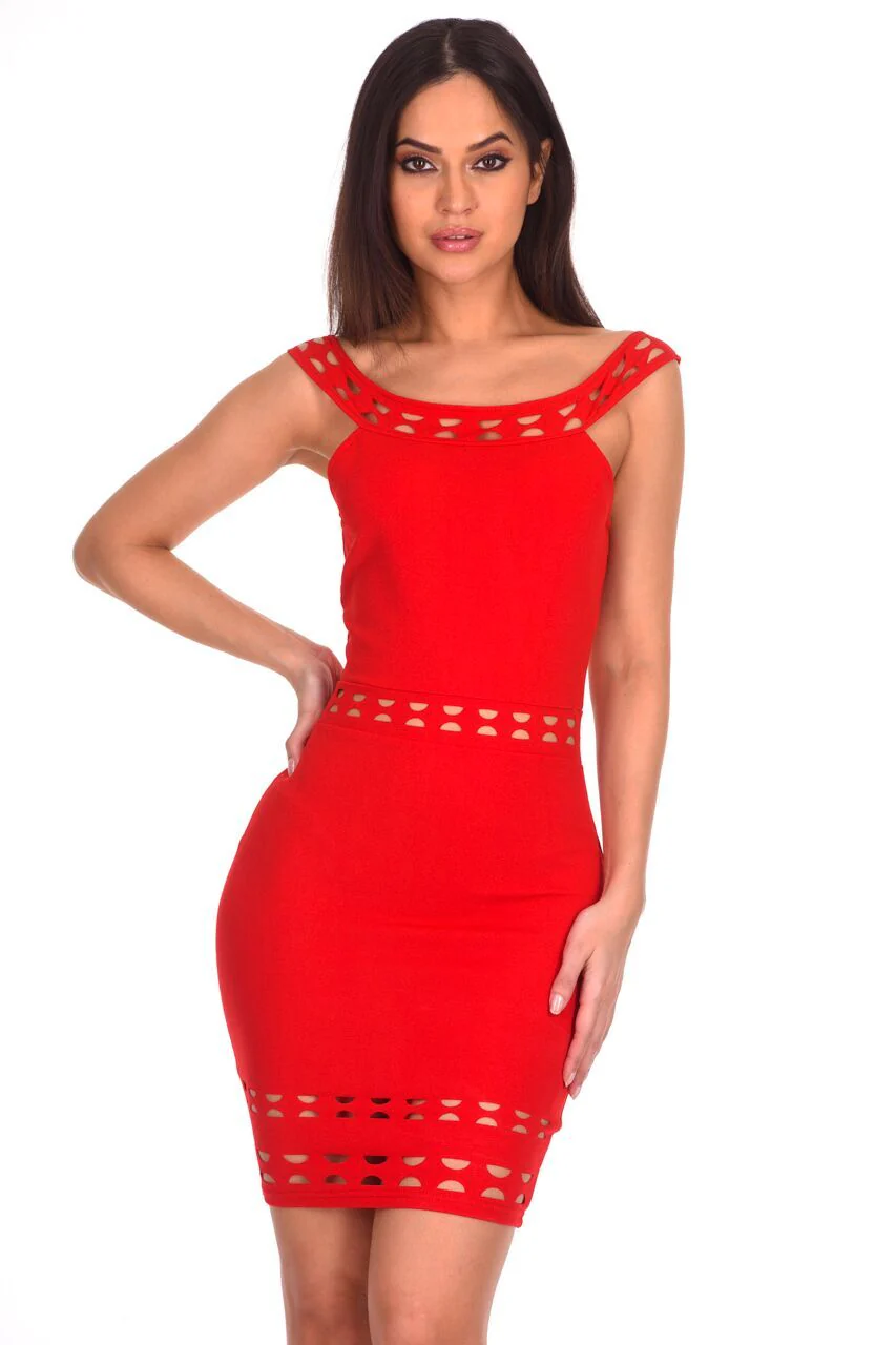 Red Cutout Detail Mini Dress - Image 5