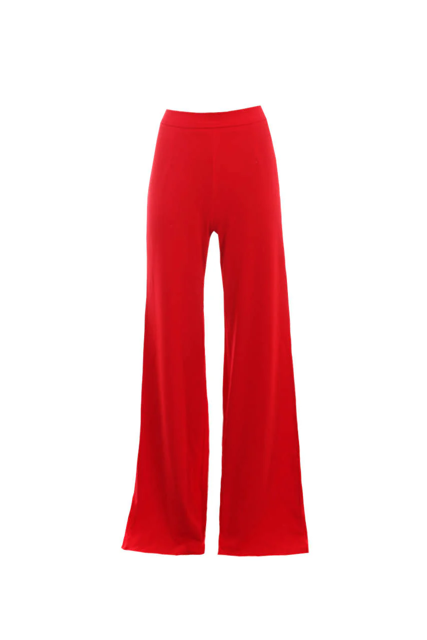 Red Flared High Waisted Trousers - Image 4