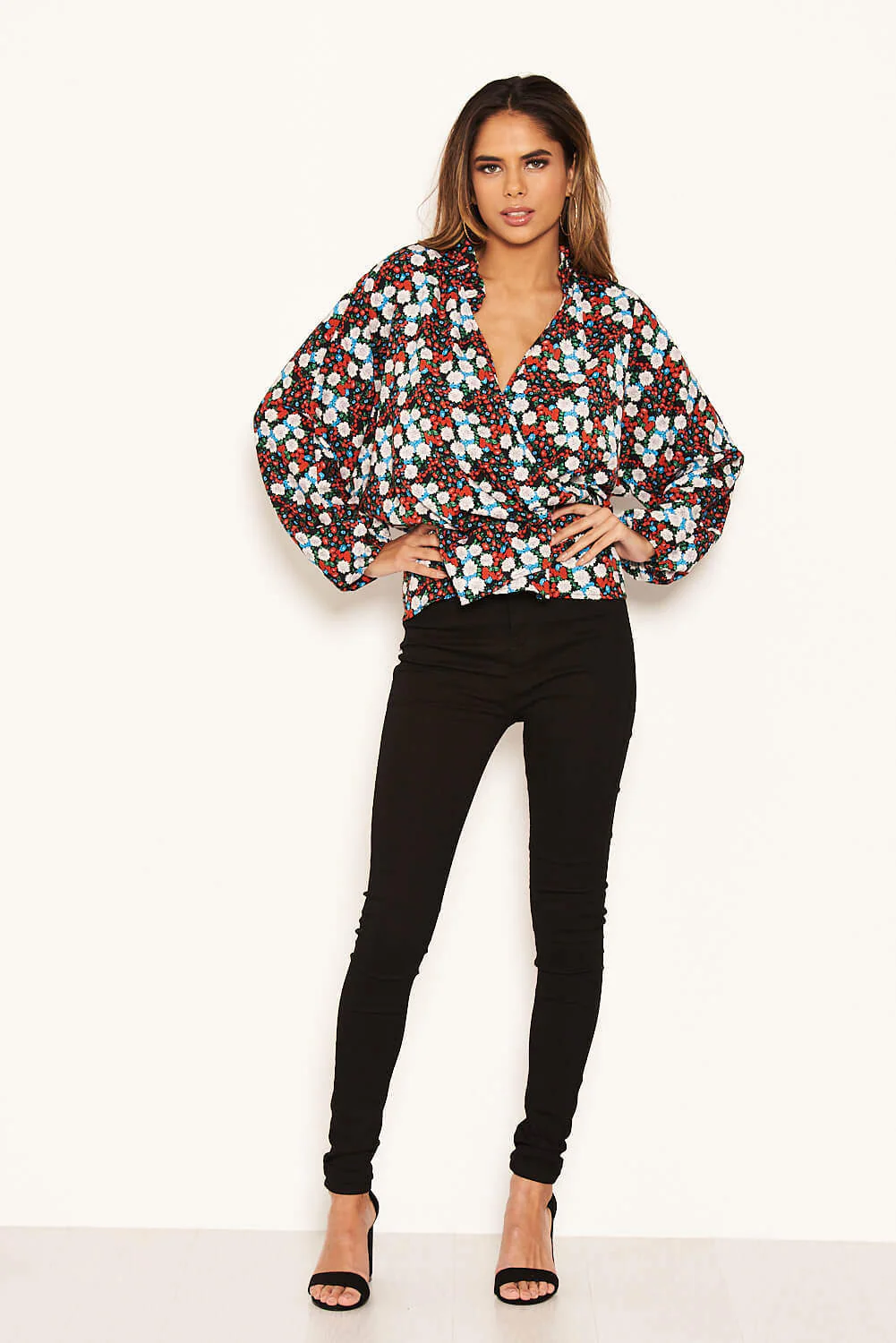 Red Floral Wrap Over Top - Image 3