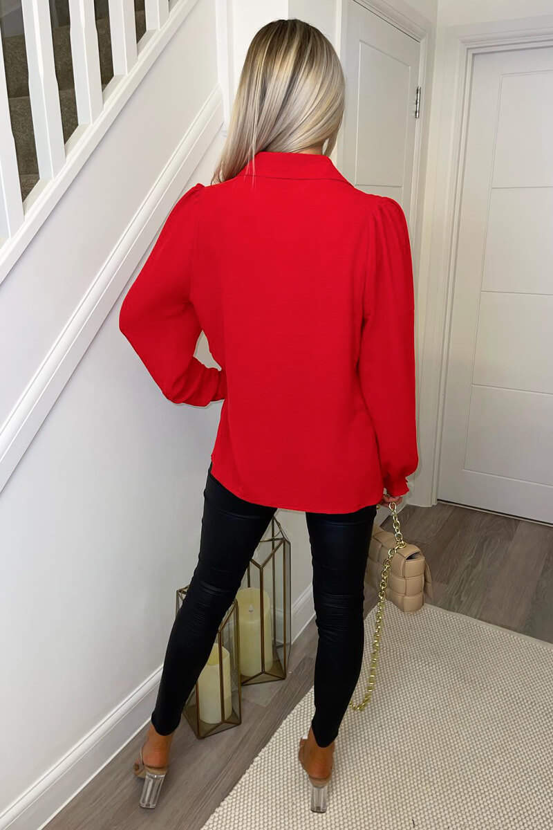 Red Gold Button Up Elasticated Cuff Shirt - Image 4