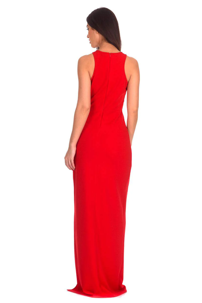 Red Lace Top Maxi Dress - Image 3