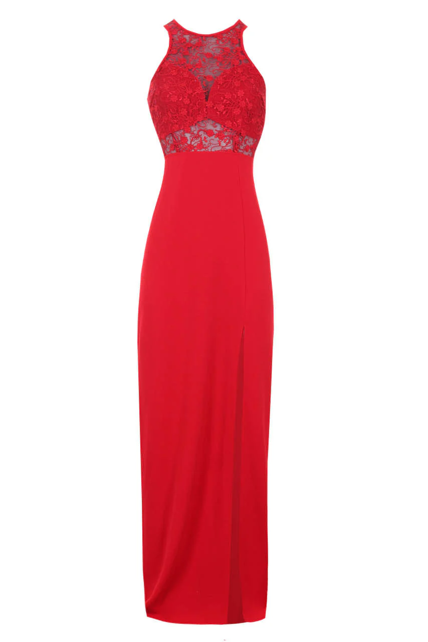 Red Lace Top Maxi Dress - Image 4