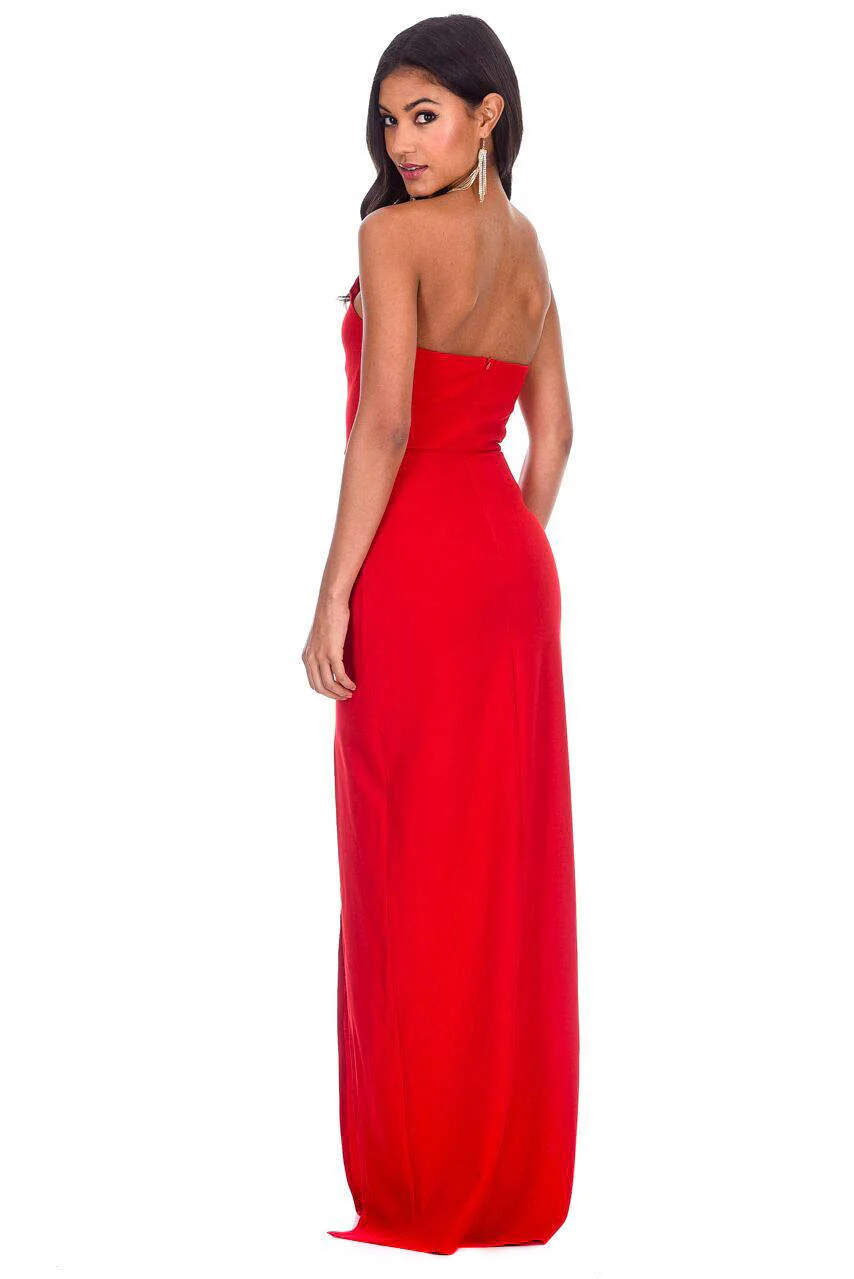 Red Notch Front Maxi Dress - Image 3