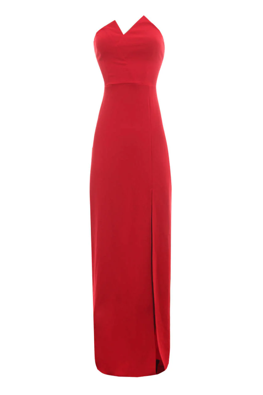 Red Notch Front Maxi Dress - Image 4