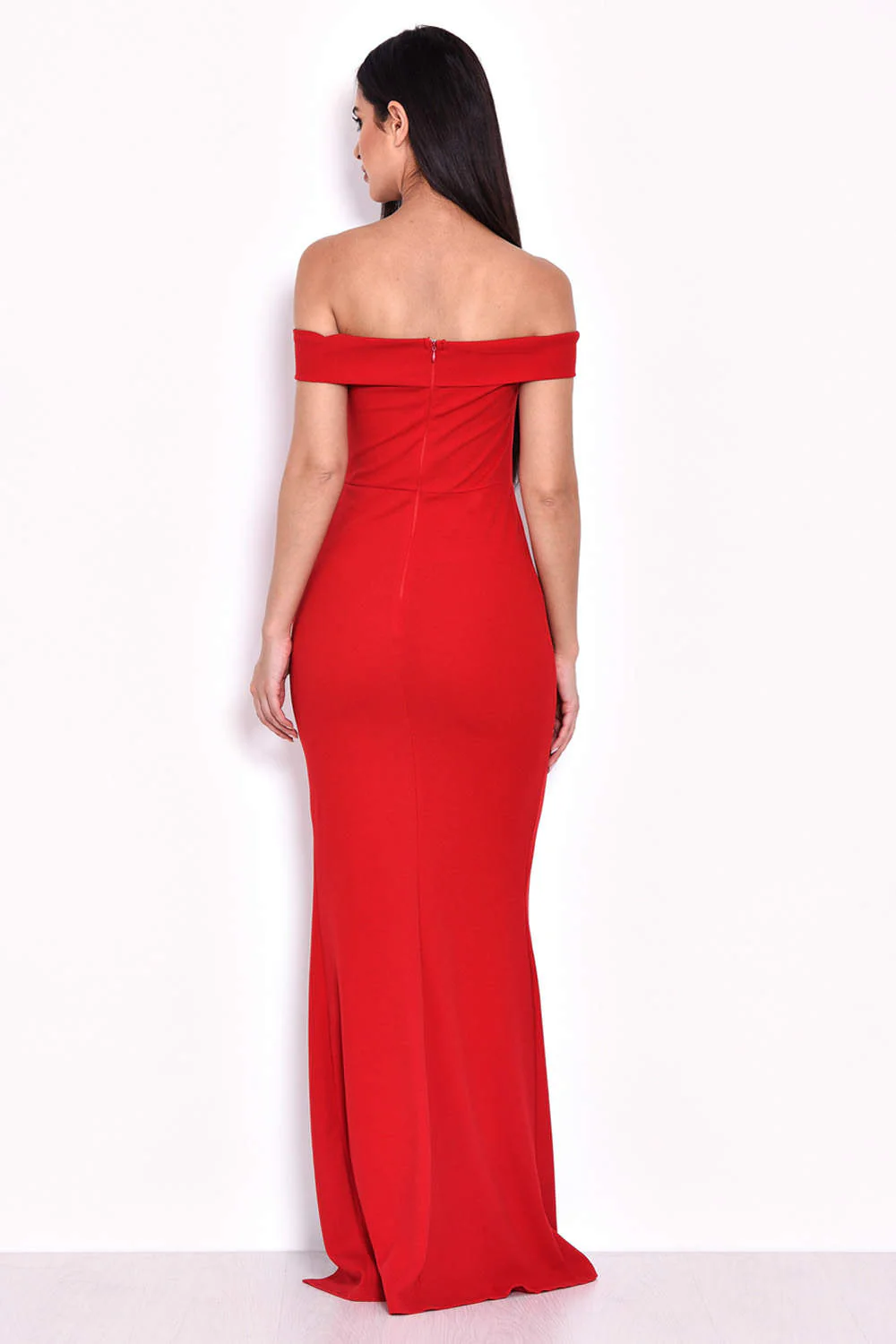 Red Off The Shoulder Maxi Dress - Image 3