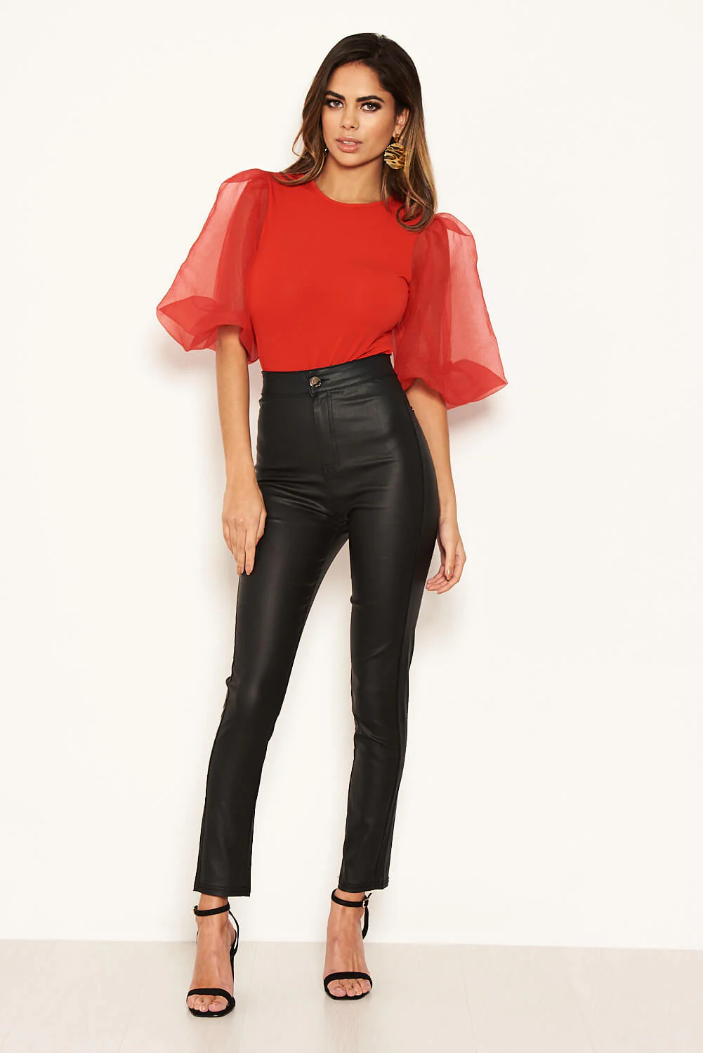 Red Puff Sleeve Bodysuit - Image 3