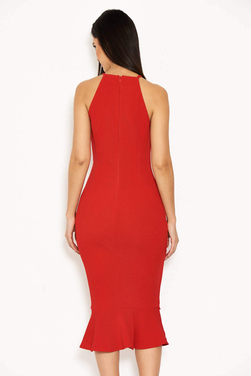 Red Strappy Fishtail Dress - Image 3