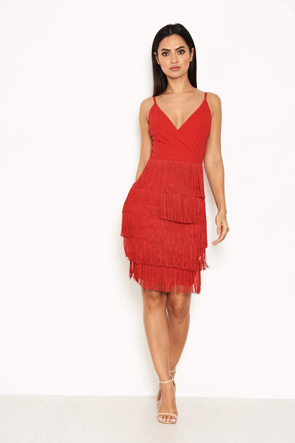 Red Tassel Front Wrap Dress - Image 2