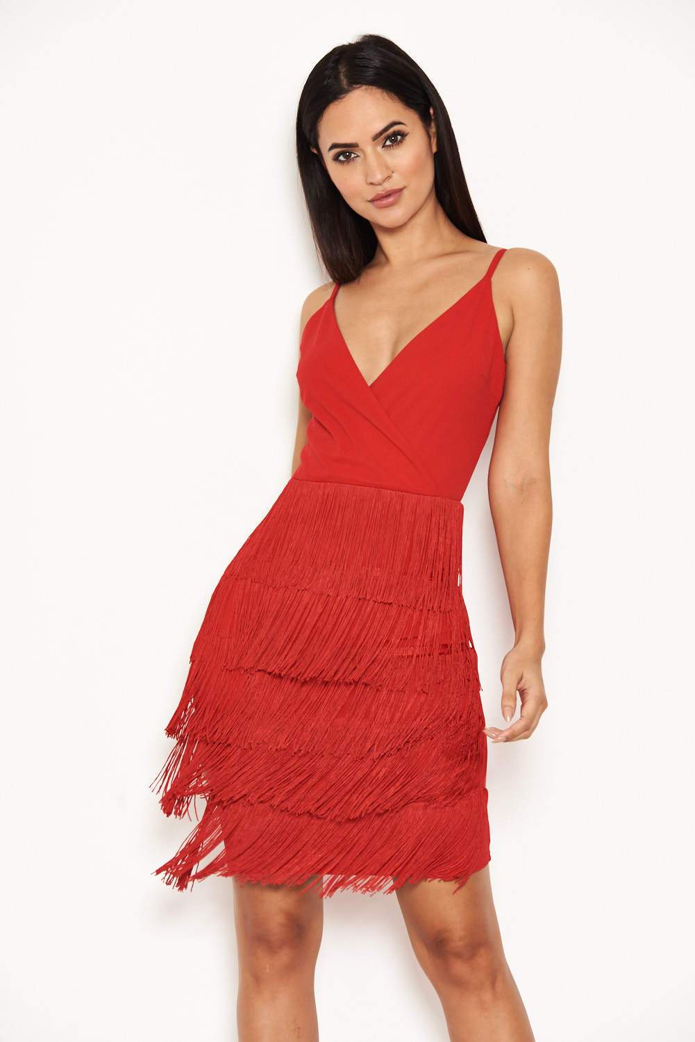 Red Tassel Front Wrap Dress - Image 4