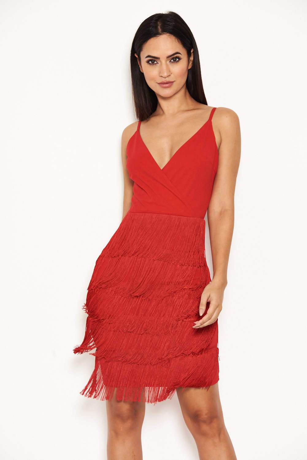Red Tassel Front Wrap Dress - Image 5