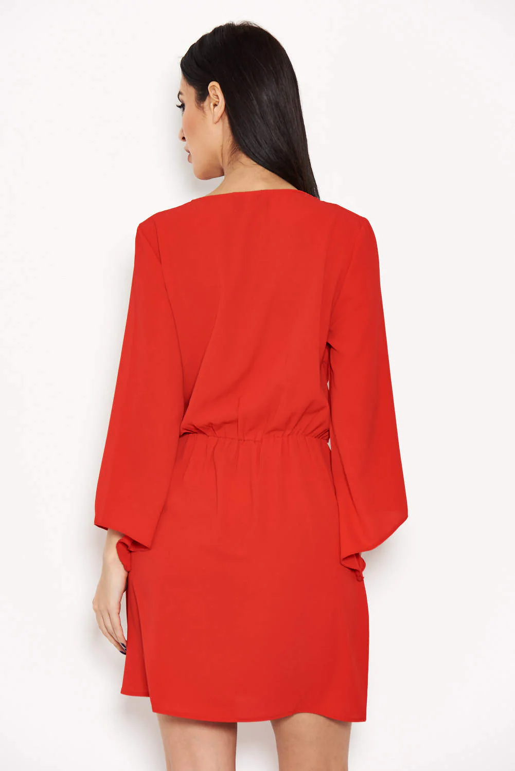 Red Tie Front Day Dress - Image 4