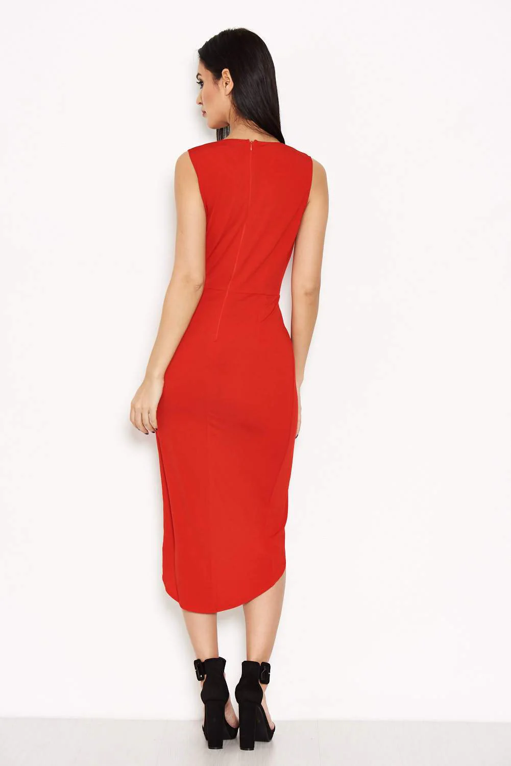 Red Wrap Bodycon Dress - Image 3