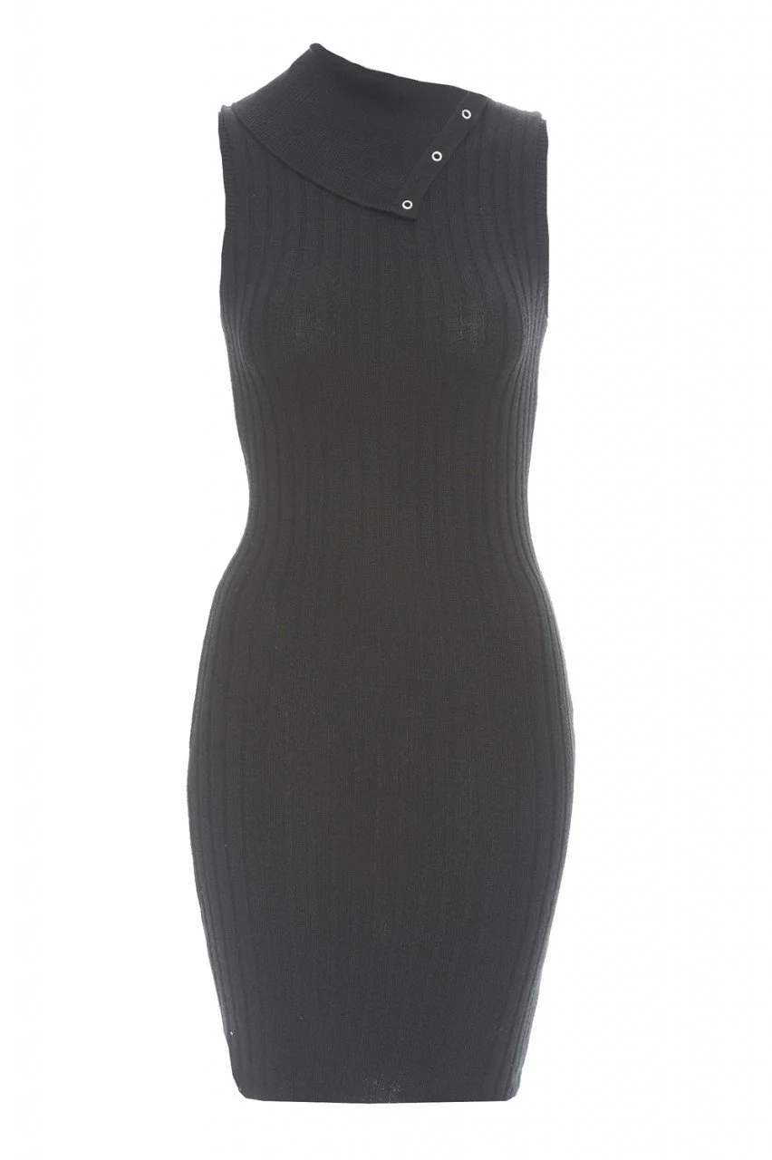 Ribbed Split Collar Dress - Image 5