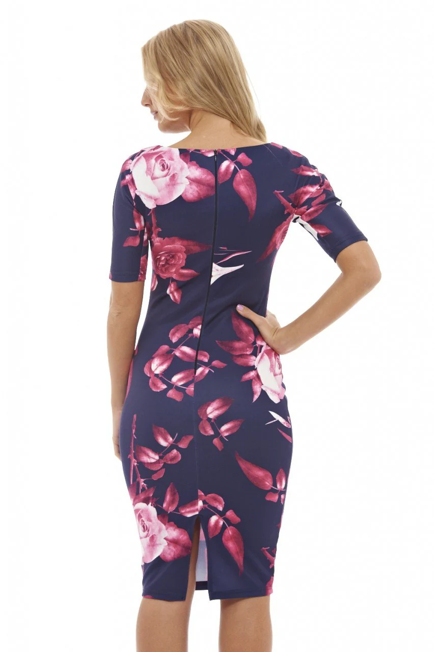 Rose Print Bodycon Dress - Image 4