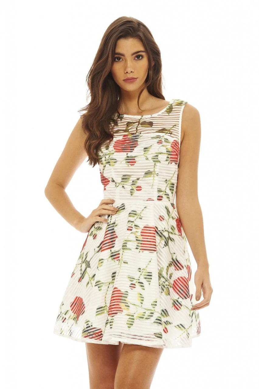 Rose Printed Skater Dress - Image 3
