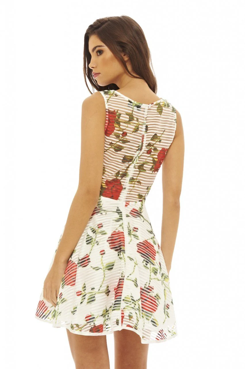 Rose Printed Skater Dress - Image 4