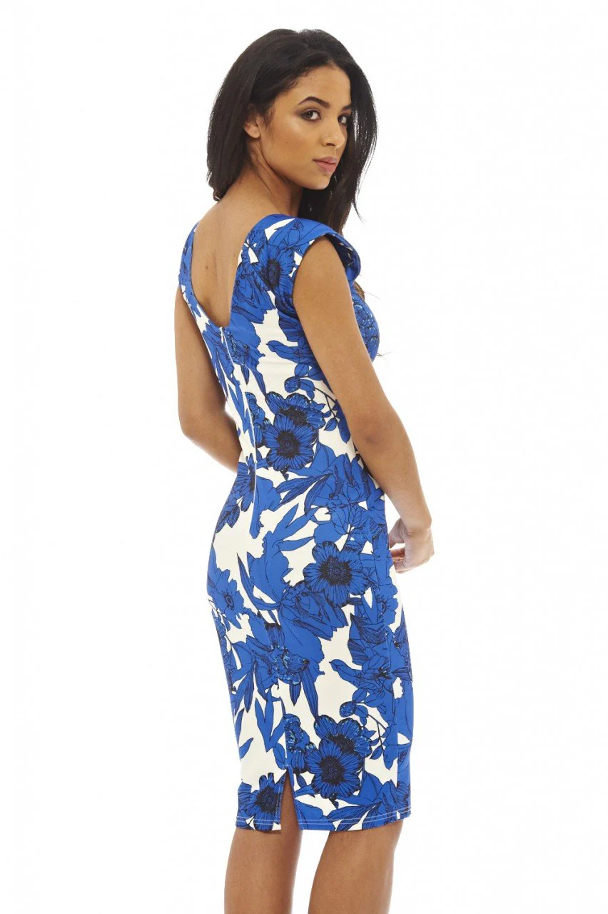 Round Necked Floral Printed Dress - Image 4