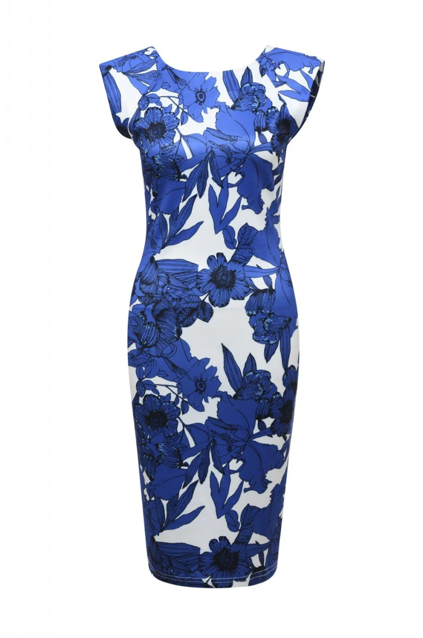Round Necked Floral Printed Dress - Image 5