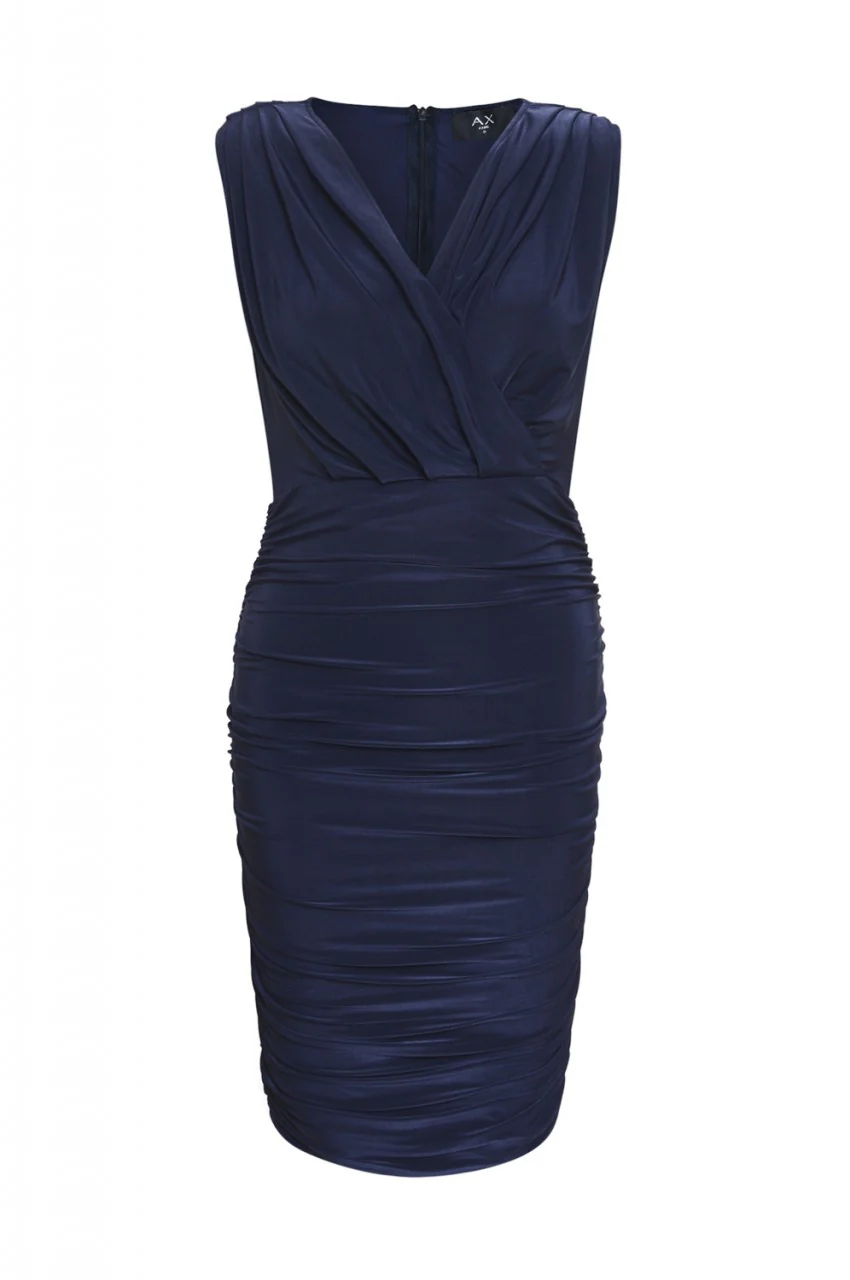 Ruched Wrap Front Midi Dress - Image 5