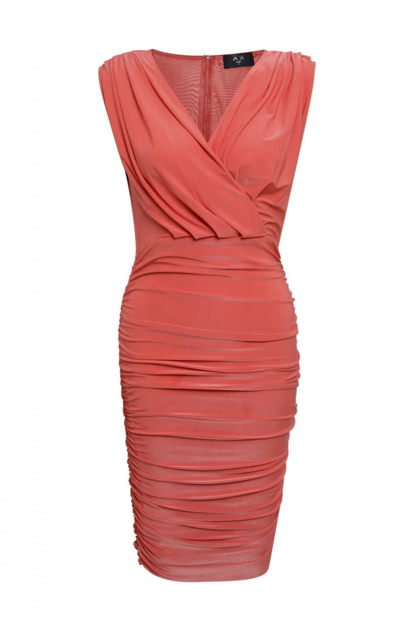 Ruched Wrap Front Midi Dress - Image 5