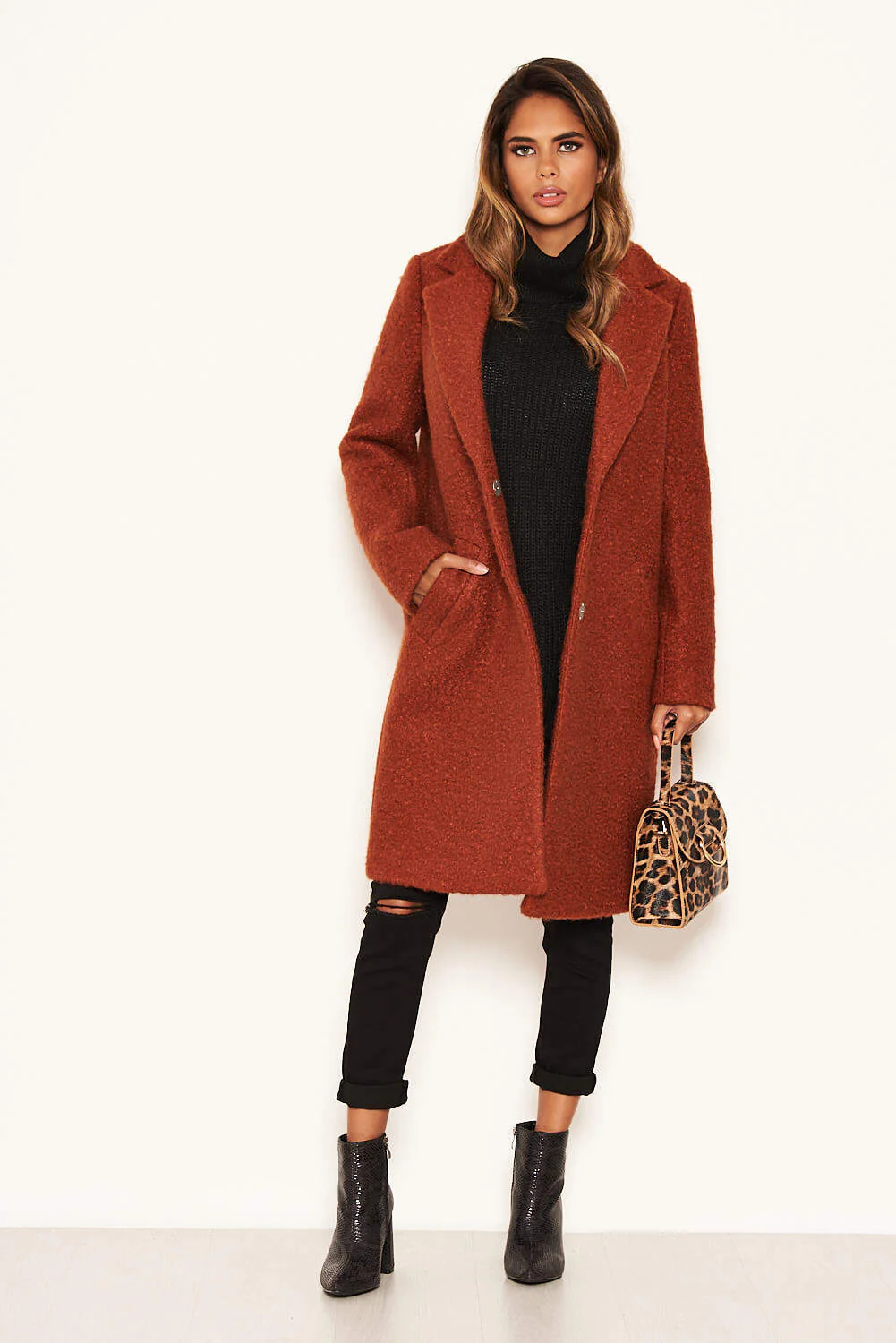 Rust Long Teddy Coat - Image 2