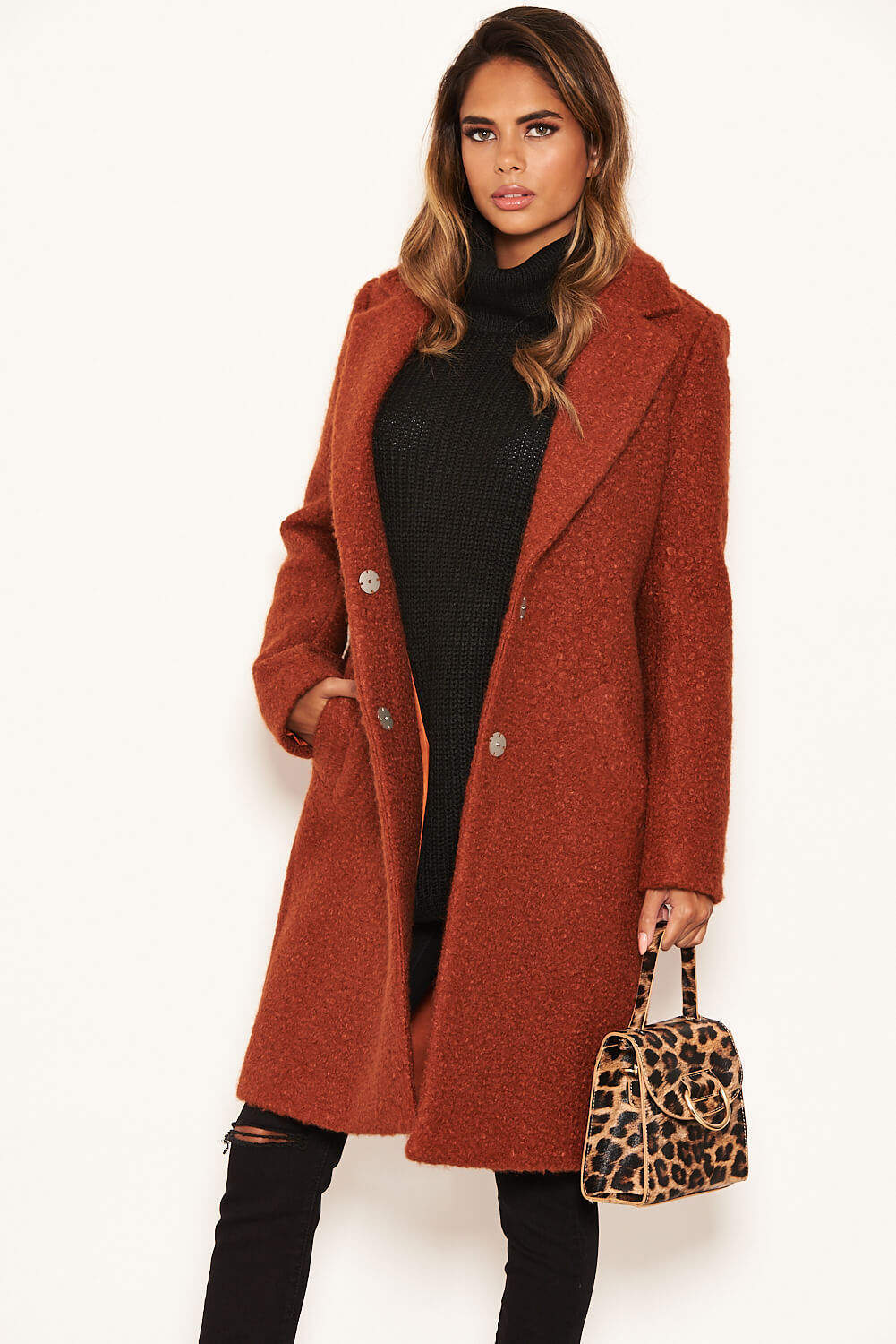 Rust Long Teddy Coat - Image 4